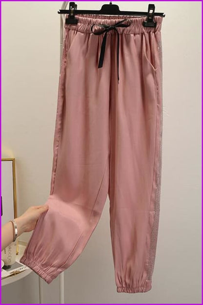 Pink Bling Bling Loose Pants F118 - Furdela