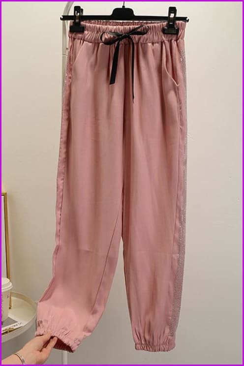 Pink Bling Bling Loose Pants F118 - Furdela