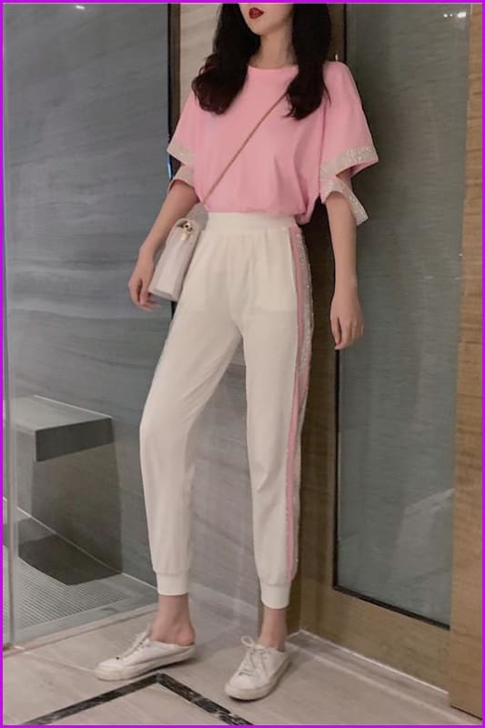 Pink Bling Shirt And Pants Set F122 - Furdela