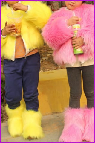 Pink Faux Kids Coat And Boots Set - Furdela