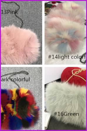 Pink Fox Fur Cross Body Bag F1059 - Furdela