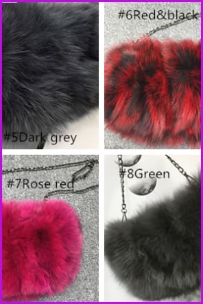 Pink Fox Fur Cross Body Bag F1059 - Furdela