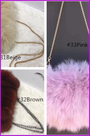 Pink Fox Fur Cross Body Bag F1059 - Furdela