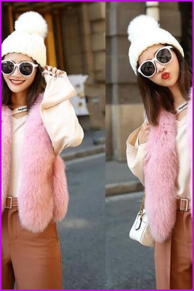 Pink Fox Fur Gilet 45CM DO1543 - Furdela