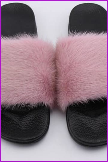 Pink Mink Fur Sliders DF042 - Furdela
