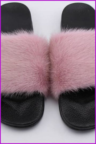 Pink Mink Fur Sliders DF042 - Furdela