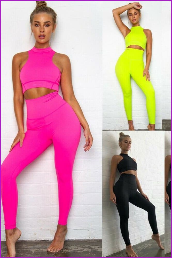 Pink/Black/Green Women Sports Yoga Underwear F632 - Furdela