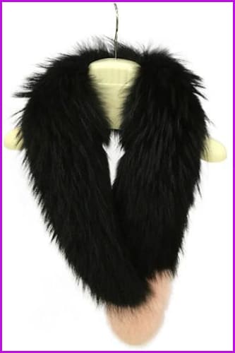 Pink/Wine Red Raccoon And Fox Fur Collar Scarf - Furdela Wholesale