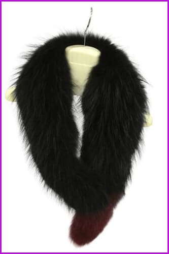 Pink/Wine Red Raccoon And Fox Fur Collar Scarf - Furdela Wholesale