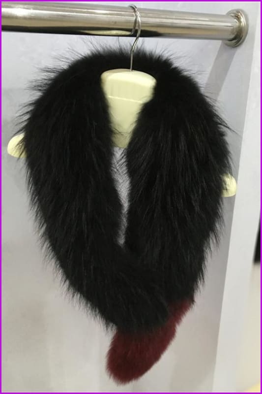 Pink/Wine Red Raccoon And Fox Fur Collar Scarf - Furdela Wholesale