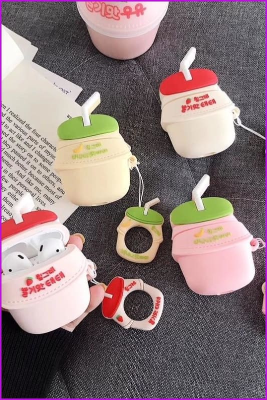 Pink/Yellow Fruity Milk Airpods Cases - Furdela