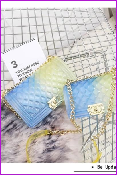 Plaid Jelly Gradient Transparent Cross Body Bag F055 - Furdela