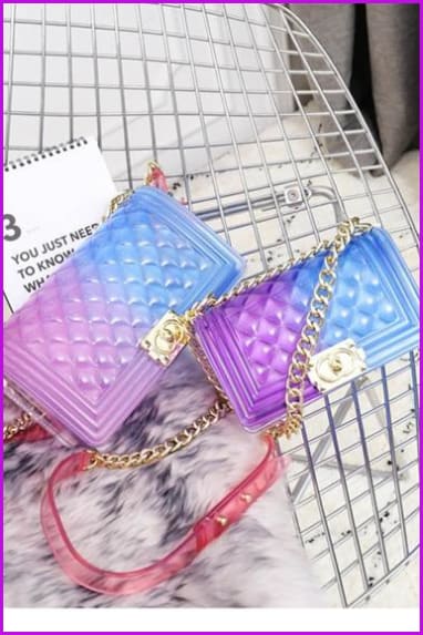 Plaid Jelly Gradient Transparent Cross Body Bag F055 - Furdela