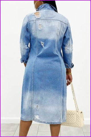 Plus Size Vintage Casual Denim Jacket F3123 - Furdela