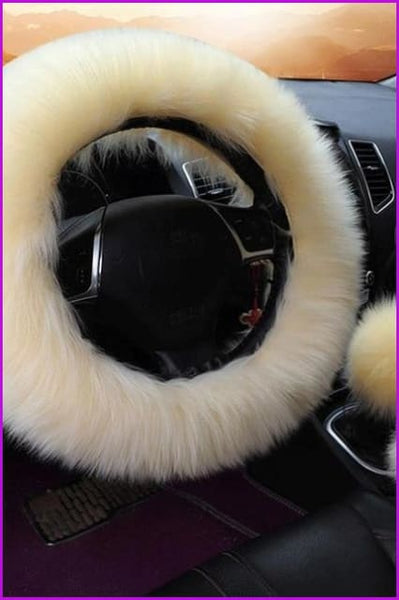 Plush Car Steering Wheel Cover Three Pieces Set F1582 - Furdela