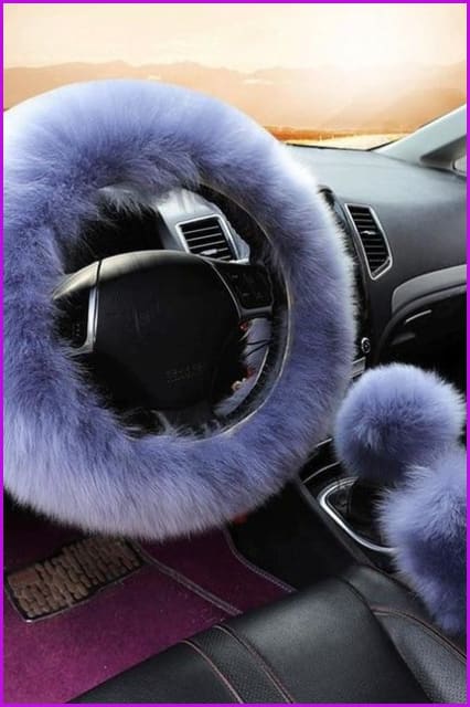 Plush Car Steering Wheel Cover Three Pieces Set F1582 - Furdela