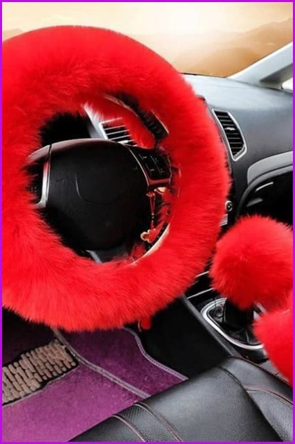 Plush Car Steering Wheel Cover Three Pieces Set F1582 - Furdela