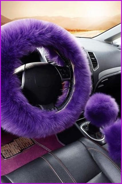 Plush Car Steering Wheel Cover Three Pieces Set F1582 - Furdela