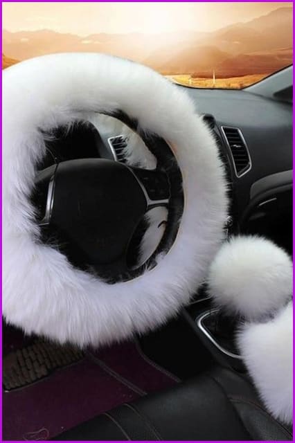 Plush Car Steering Wheel Cover Three Pieces Set F1582 - Furdela