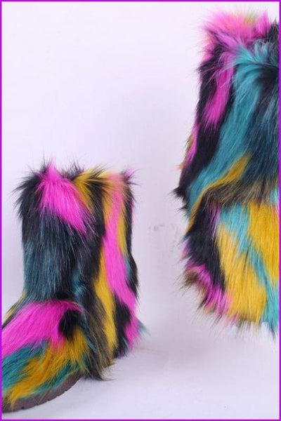 [Pre-sale] 10 Colors Faux Fur Winter Boots F193 - Furdela
