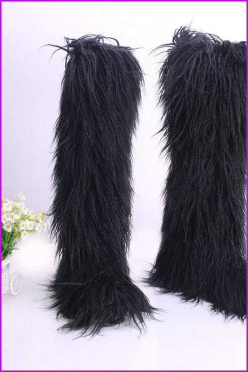 [Pre-sale] 12 Colors Faux Fur Over Knee Boots F373 - Furdela