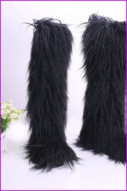 [Pre-sale] 12 Colors Faux Fur Over Knee Boots F373 - Furdela