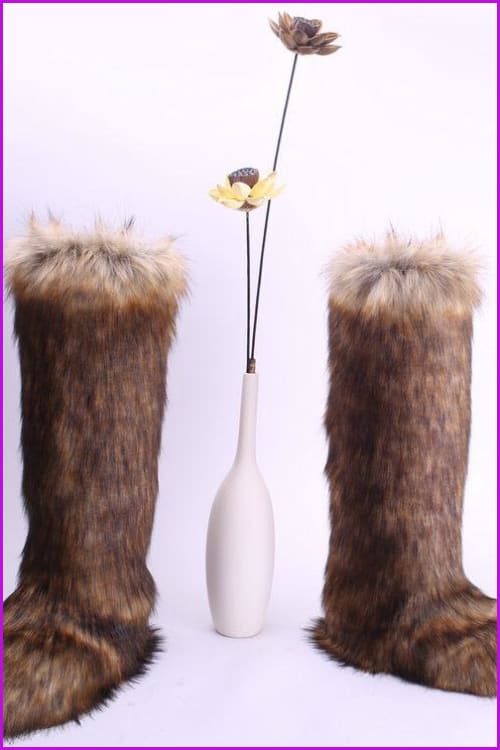 [Pre-sale] 12 Colors Faux Fur Over Knee Boots F373 - Furdela