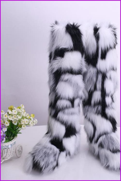 [Pre-sale] 12 Colors Faux Fur Over Knee Boots F373 - Furdela