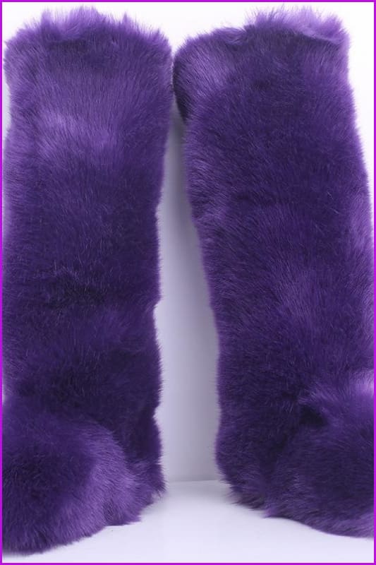 [Pre-sale] 12 Colors Faux Fur Over Knee Boots F373 - Furdela