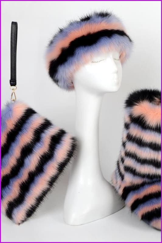 [Pre-sale] Faux Fur Headband/Handbag/Boots Set F1129 - Furdela