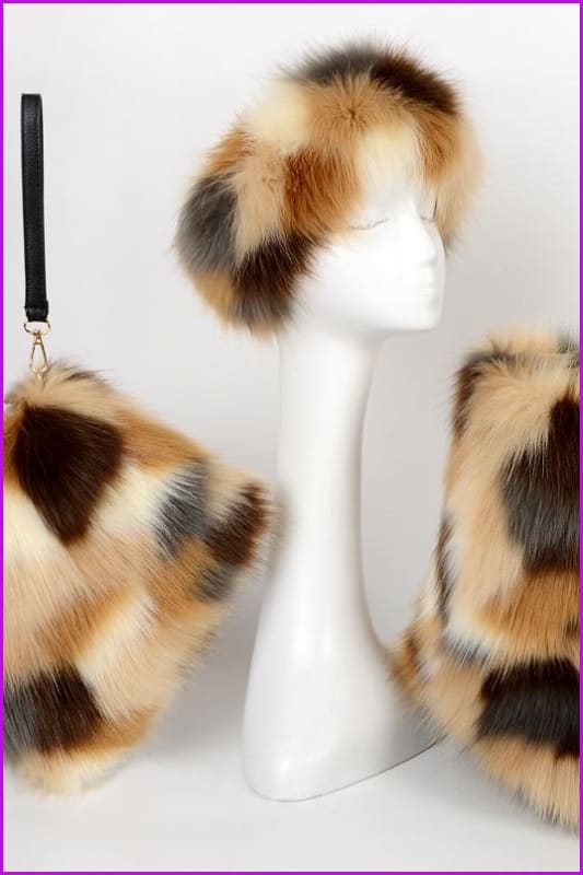 [Pre-sale] Faux Fur Headband/Handbag/Boots Set F1129 - Furdela