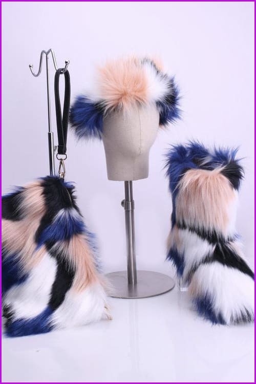 [Pre-sale] Faux Fur Headband/handbag/boots Set F229 - Furdela