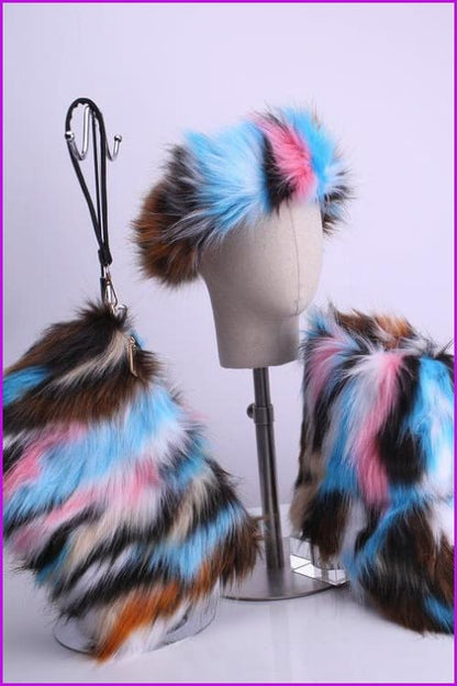 [Pre-sale] Faux Fur Headband/handbag/boots Set F229 - Furdela