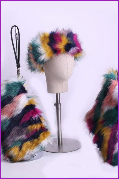 [Pre-sale] Faux Fur Headband/handbag/boots Set F229 - Furdela