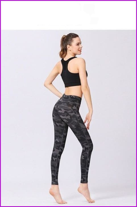 Print Sports Fitness Camouflage Yoga Pants F940 - Furdela