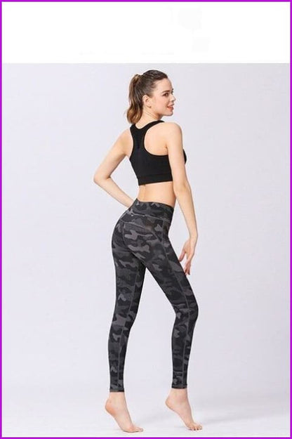 Print Sports Fitness Camouflage Yoga Pants F940 - Furdela