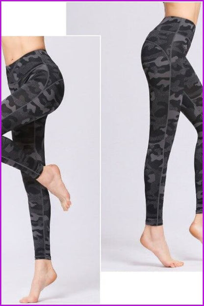 Print Sports Fitness Camouflage Yoga Pants F940 - Furdela