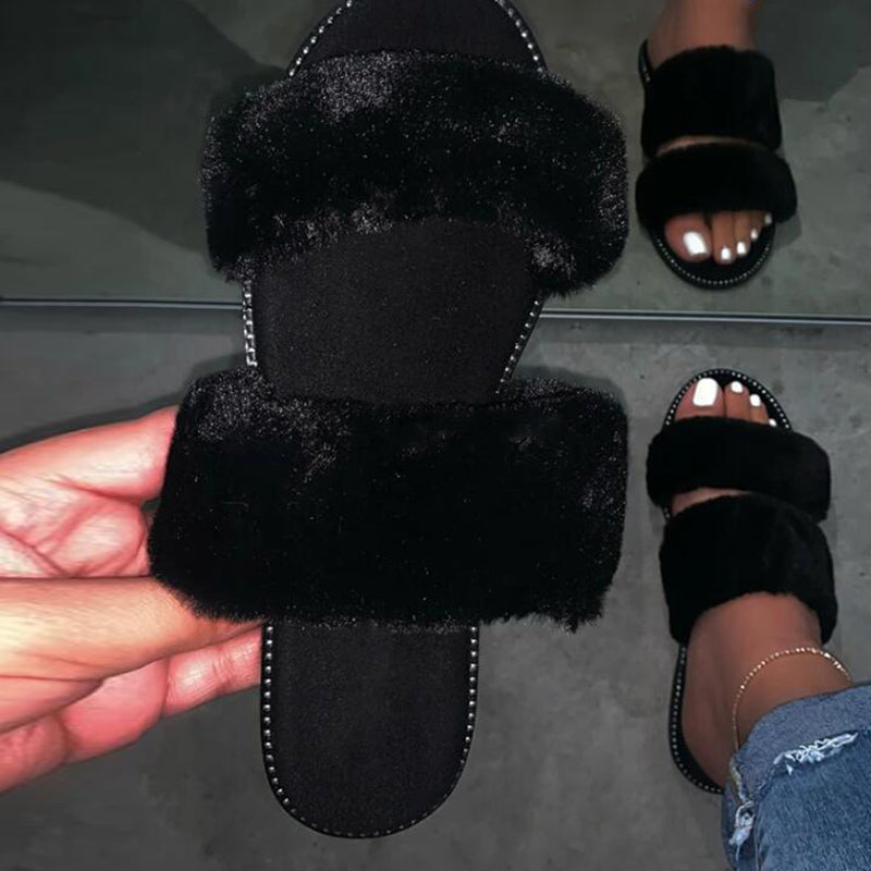 Leopard Causal Fur Slides F454 - Furdela