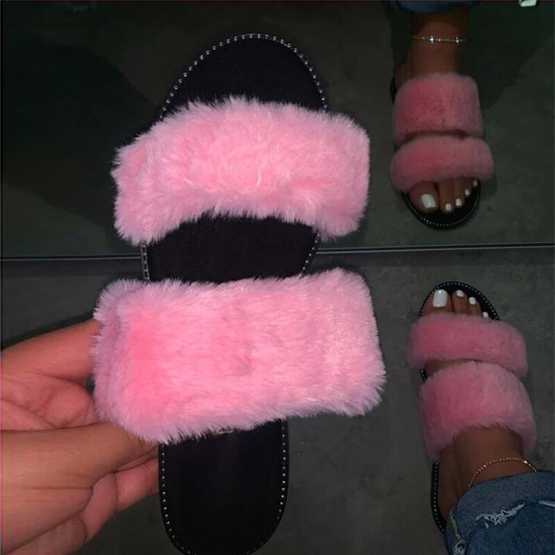 Leopard Causal Fur Slides F454 - Furdela