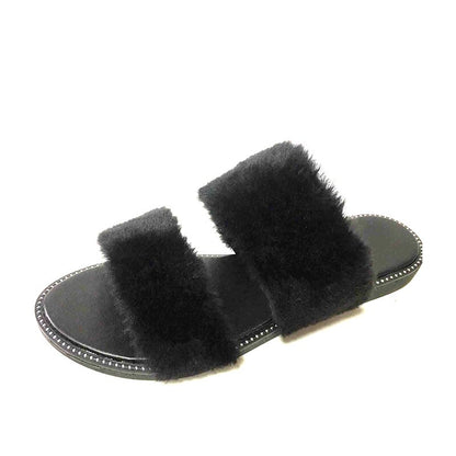 Leopard Causal Fur Slides F454 - Furdela