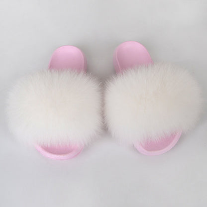 {5-7 days wait for make} Pink Sole Normal Fluffy Fur Slides F576 - Furdela