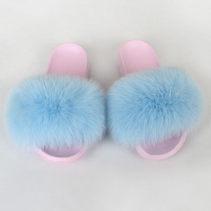 {5-7 days wait for make} Pink Sole Normal Fluffy Fur Slides F576 - Furdela