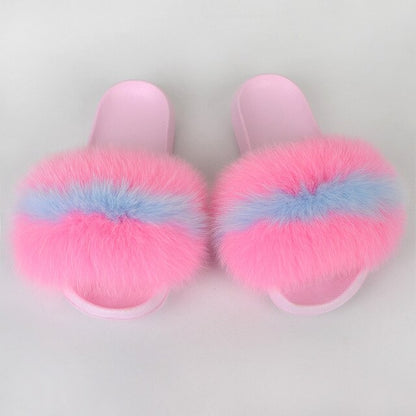 {5-7 days wait for make} Pink Sole Normal Fluffy Fur Slides F576 - Furdela