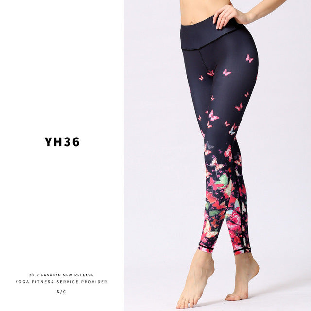 Flower Print Seamless Training Yoga Pants F911 - Furdela Wholesale