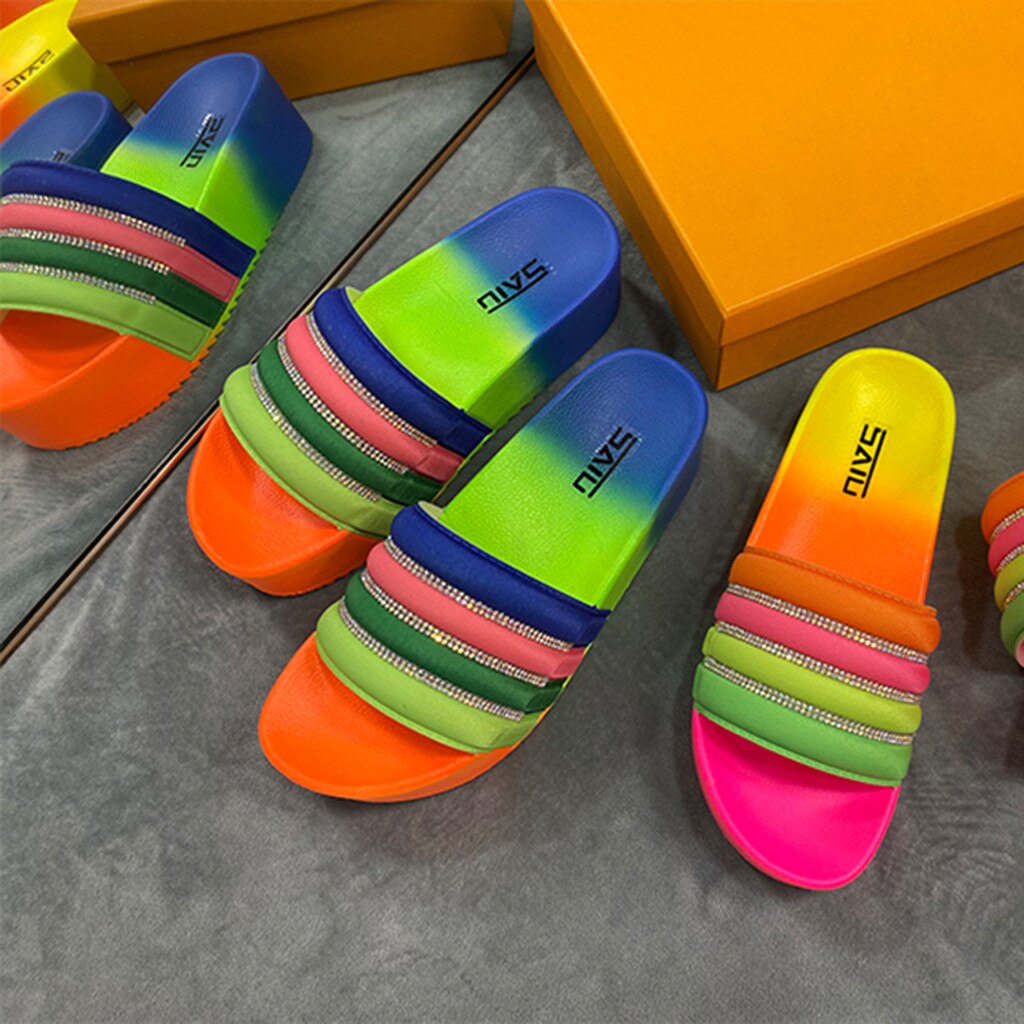 Rainbow Platform Slippers F744 - Furdela