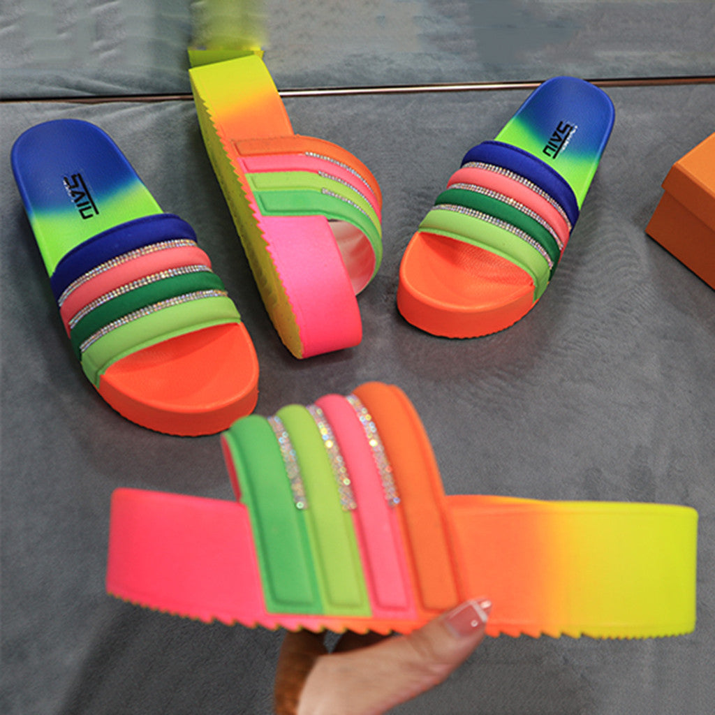 Rainbow Platform Slippers F744 - Furdela