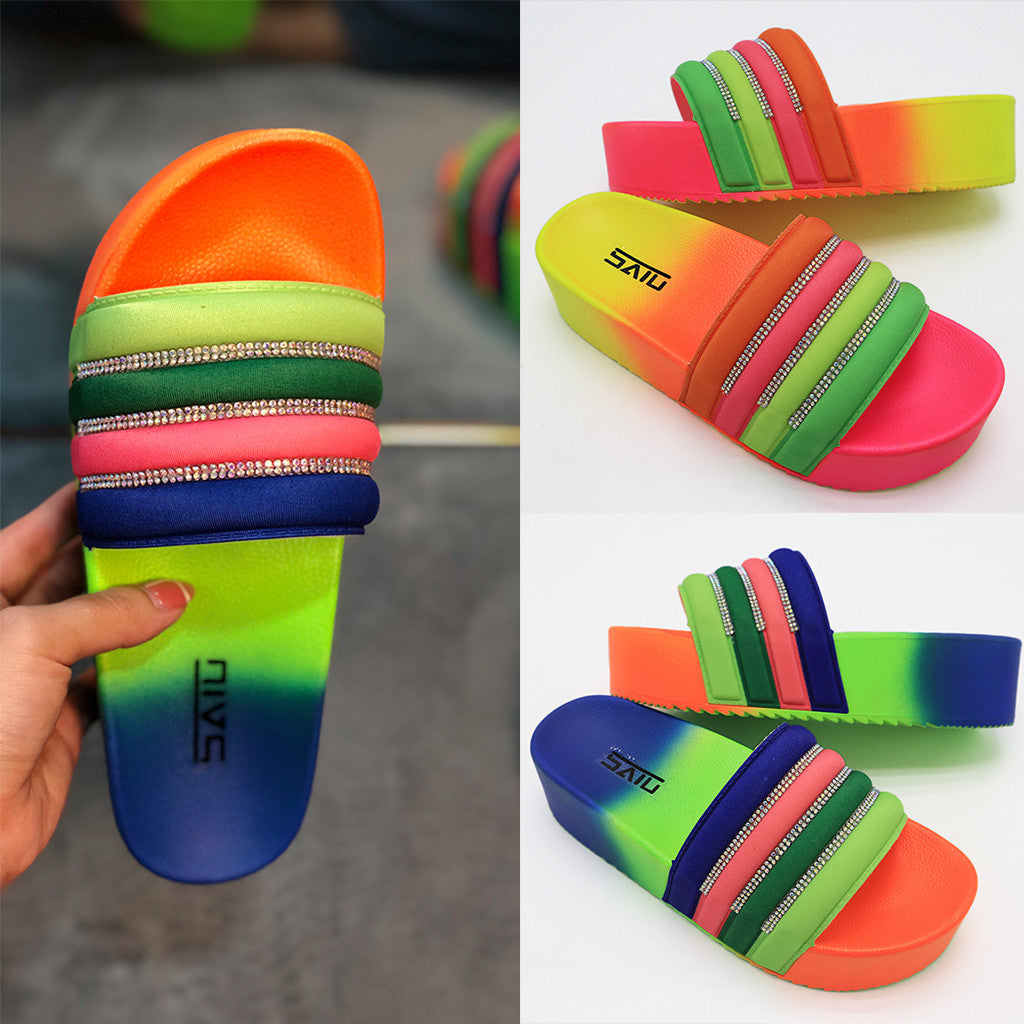 Rainbow Platform Slippers F744 - Furdela