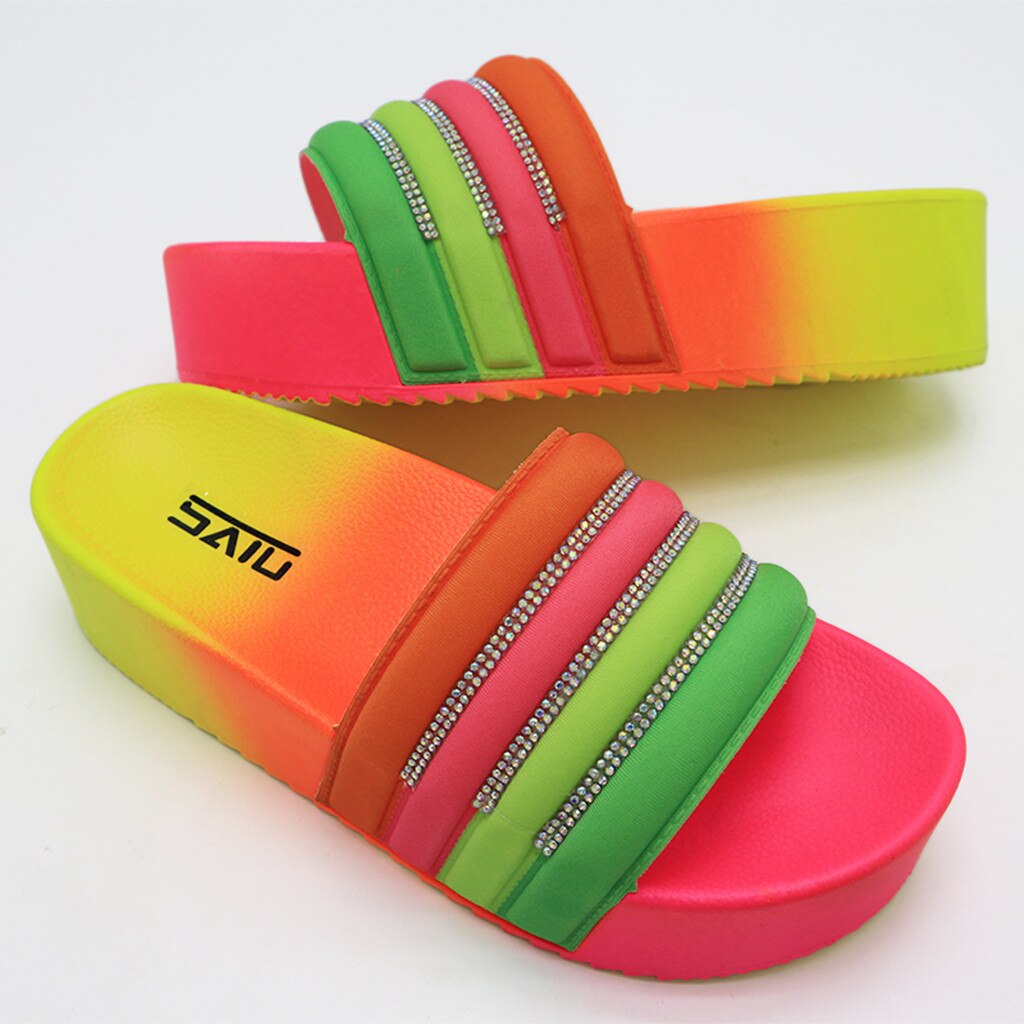 Rainbow Platform Slippers F744 - Furdela