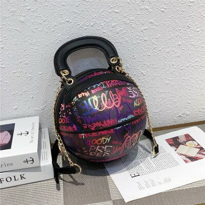 Personality Painted Graffiti Basketball Handbag F2034 - Furdela Wholesale