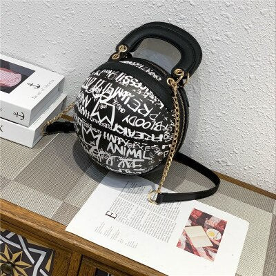 Personality Painted Graffiti Basketball Handbag F2034 - Furdela Wholesale